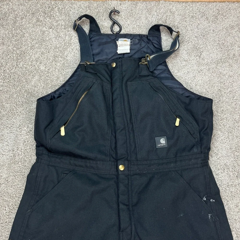 Carhartt Extremes Arctic Bib Overalls Mens 34x30 Black R33 BLK Cordura Insulated - Picture 3 of 12